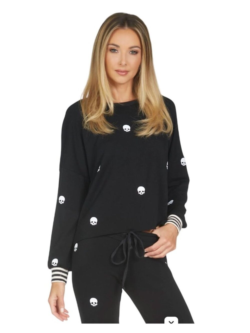 Lauren Moshi Kiara Mini Skulls Ultra Soft Lightweight Pullover - Size S